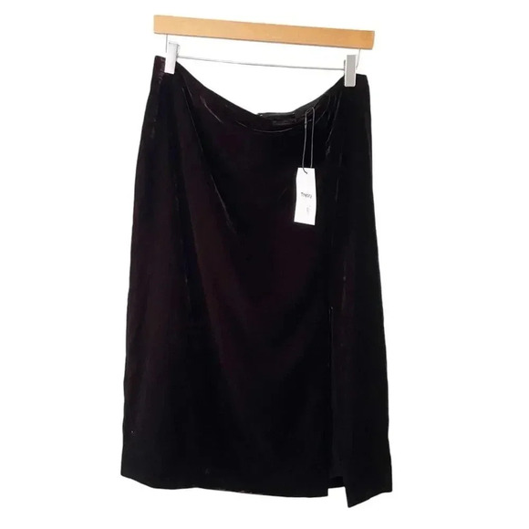 NWT Theory High Waist Side Slit Drape Velvet Skirt size 14 - Picture 2 of 7